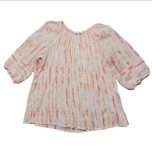 New Directions Women's Orange & Cream Tie-Dye Top - 2X